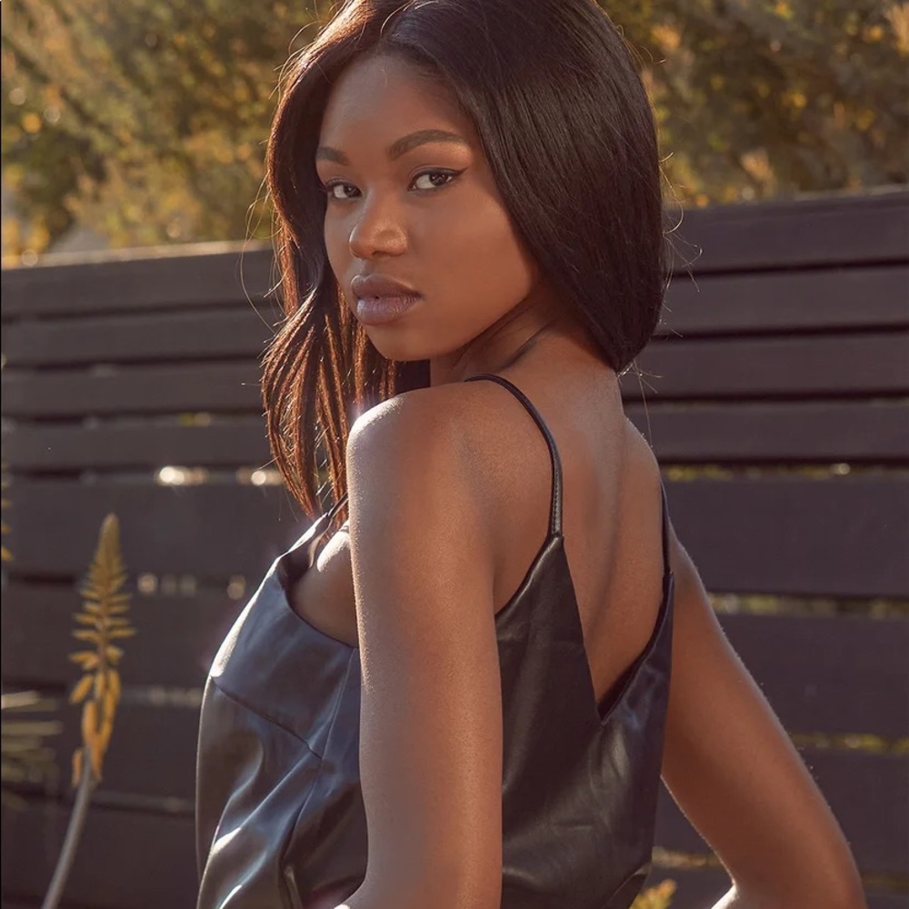 *NEW* Black Vegan Leather Cami Top - Picture 5 of 6